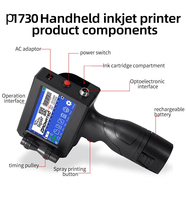 Imprimante à jet d'encre thermique Yaomatec S1730 12,7 mm, machine de codage de date portable pour boîtes en carton, plastique et métal