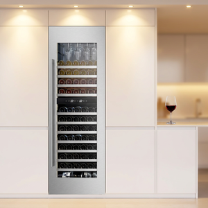 Refrigerador de Vino de Acero Inoxidable NE-422-8, Sistema Inverter de Montaje en Pared, Preparado para Panel, con Puerta de Vidrio Individual - Product Image 6