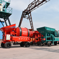 Camion malaxeur mobile portable JZM750, malaxeur à béton diesel, avec roues, poignée de commande à distance et autres composants moteurs