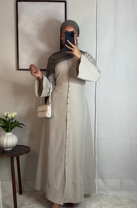 Customized Design Women <strong>Abaya</strong> With Button Design Premium Fabric High Quality Full Length Islamic Women Muslim Closed Abayas - Product Image 5