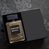 Flacon plat en verre de parfum avec logo personnalisé Base lourde Rectangle à sertir Flacons vaporisateur de parfum en verre de 30ml 50ml 100ml