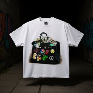 T-shirt Boxy da Uomo con Stampa Grafica Skateboard Money Bag, Oversize, Streetwear, Girocollo, Manica Corta, 100% Cotone Jersey, Stampa Frontale - Product Image 2