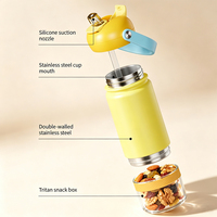 Gourde isotherme pour enfants avec compartiment à collation, logo personnalisé, vente en gros, sans BPA, portable, anti-fuite, en acier inoxydable