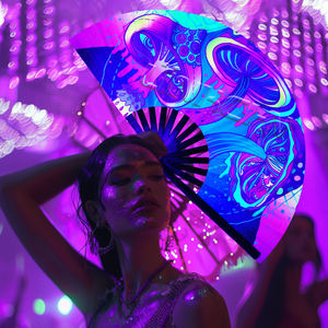 Toptan 33cm büyük Rave Uv Glow mantar el hayranları Loud yelpaze - Product Image 3