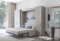 Armoire en bois moderne personnalisée avec lit mural et canapé, meubles de chambre à coucher, armoire à vêtements avec portes à charnières