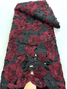 Tela <span class=keywords><strong>de</strong></span> Encaje Africano <span class=keywords><strong>de</strong></span> Alta Calidad NI.AI con Apliques 3D, Flores con Volantes y Pedrería, Encaje Nigeriano <span class=keywords><strong>de</strong></span> Lujo para Vestidos <span class=keywords><strong>de</strong></span> Fiesta y Bodas - Product Image 2