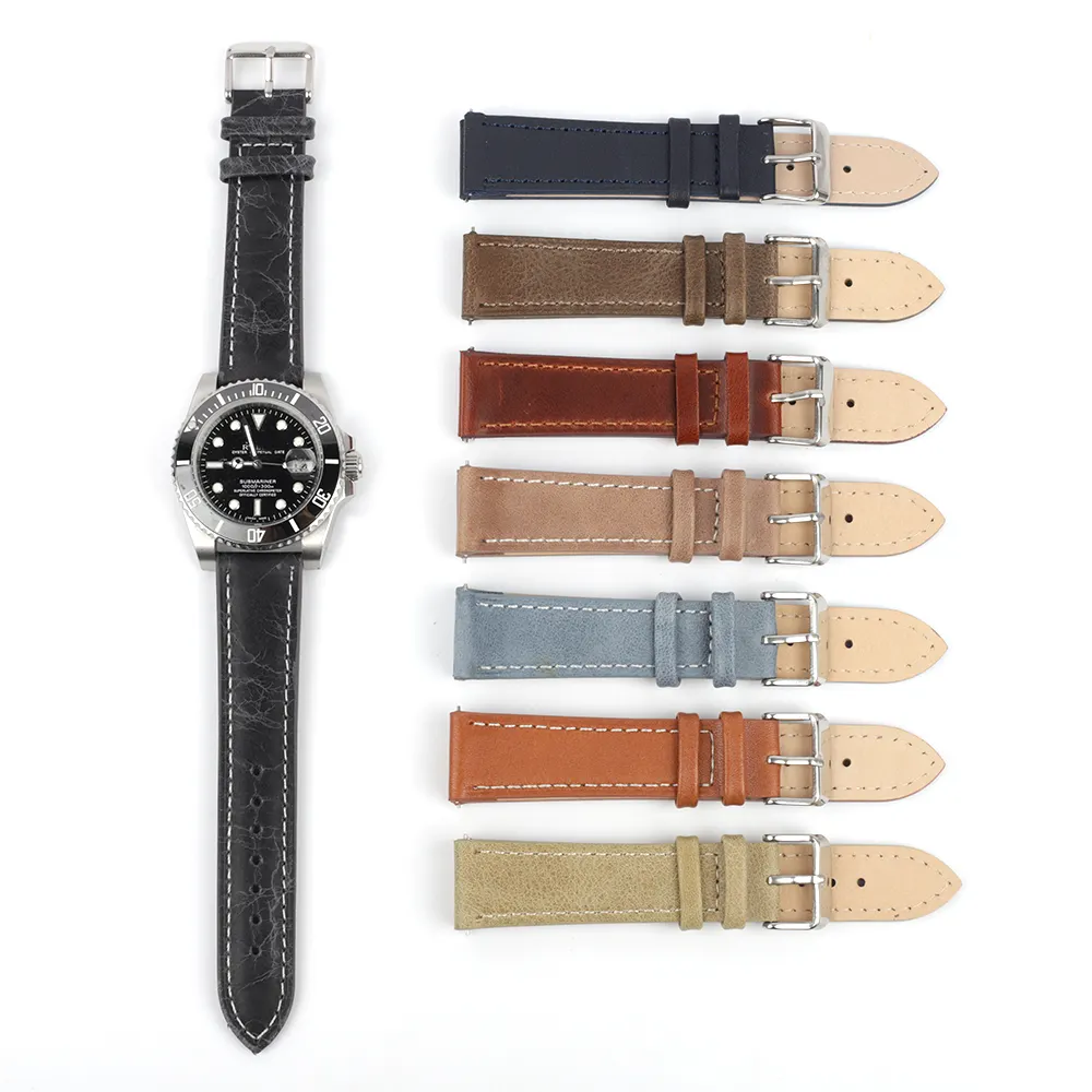 Быстросъемный кожаный ремешок для часов с зернистой отделкой-выбор цвета и ширины (18 мм, 20 мм, 22 мм и 24 мм) итальянские кожаные браслеты для часов
