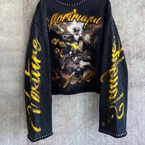 Tissus en molleton français avec strass personnalisés, impression numérique directe sur tissu, impression sérigraphique, sweat-shirt à capuche court 380GSM pour hommes, fabricant de sweat-shirt confortable, sweat-shirt vintage - Product Image 4