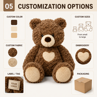 Ours en peluche marron personnalisé, jouet en peluche doux anti-stress, impression de logo personnalisée, emballage cadeau, OEM ODM, faible MOQ, fabricant de peluches