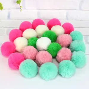 Pompom de bola de pele de coelho falso grandeur pequena, 4cm, venda direta da fábrica, pingente de 4 cm para DIY, 2022