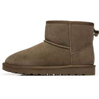 Bottes de neige Bottes courtes pour femmes en cuir et fourrure All-match Ladies Cotton Shoes Plus Velvet Thickened Cowhide Boots
