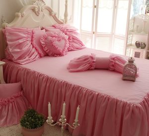 Inthetrend - Juego de Ropa de Cama de 4 Piezas, Versión Coreana, de Algodón con Bordado de Encaje, 300 Hilos, Elástico y Transpirable - Product Image 3