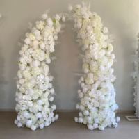 Arche florale carrée en soie réglable avec roses artificielles blanches pour décoration de mariage et événements - Vente en gros