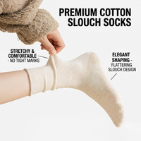 Chaussettes amples en coton pour femmes, chaussettes côtelées premium, chaussettes longues vintage, chaussettes longues amples, fabrication OEM pour le marché américain et européen