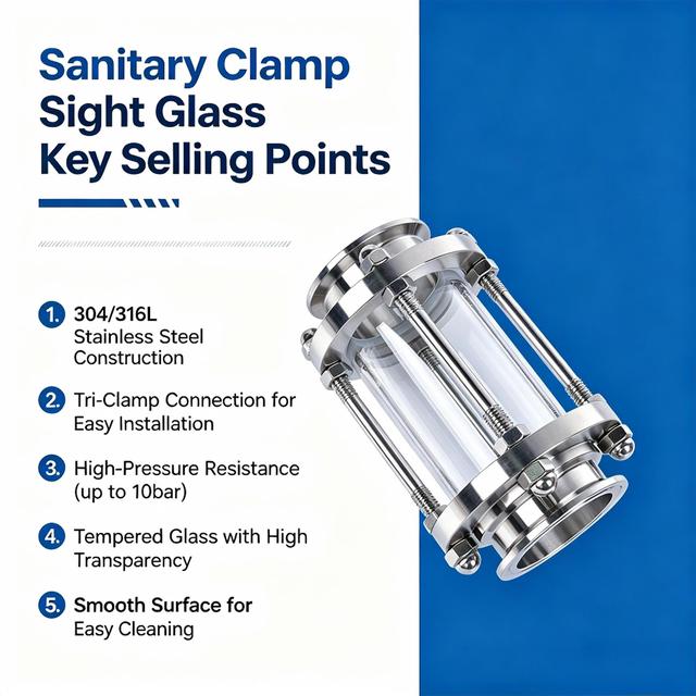 DEYI Stainless Steel Sight Glass Sanitary Triclover Ends with Protective Sleeve Smooth Surface Treatment