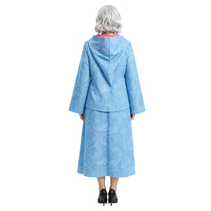 Disfraz de Madrina de Hadas para Mujer Adulta, Falda Azul con Capa y Lazo, para Halloween o Representaciones Escénicas - Product Image 3