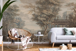 Moderno palazzo retrò paesaggio panoramico carta da parati murale buccia e bastone Design per soggiorno divano decorazione d'interni - Product Image 4