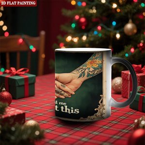 Taza de Viaje Portátil para Bebidas, 11 oz, Cerámica Negra Esmerilada, Taza Mágica que Cambia de Color con el Calor - Product Image 2