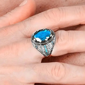 ZhuQian Vente en gros de bagues turques vintage plaquées argent faites à la main pour hommes et femmes, serties de <span class=keywords><strong>cristaux</strong></span> et de strass, <span class=keywords><strong>bijoux</strong></span> géométriques uniques - Product Image 3