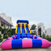 Château gonflable de location pour fêtes avec toboggan et piscine, château gonflable aquatique avec toboggan pour adultes