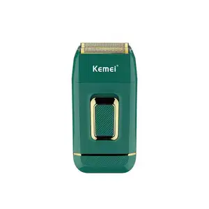 Kemei KM-2031ステンレス鋼ダブルメッシュウォッシャブルレシプロUSB充電スマートアンチピンチ電気シェーバー