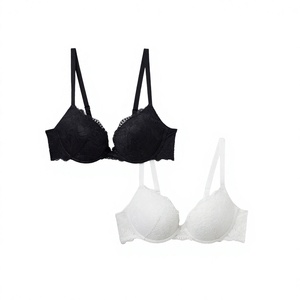 Paquete de 2 sujetadores de encaje con aros para mujer, copa completa, correa ajustable, sujetador floral, negro, blanco - Product Image 4