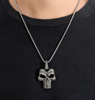 2024 personnalité tendance Punk Punisher vintage pendentif hommes collier bonne vente DMP 081