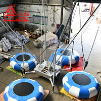 Trampoline gonflable de saut à l'élastique pour 4 personnes, à prix réduit, avec remorque, en vente