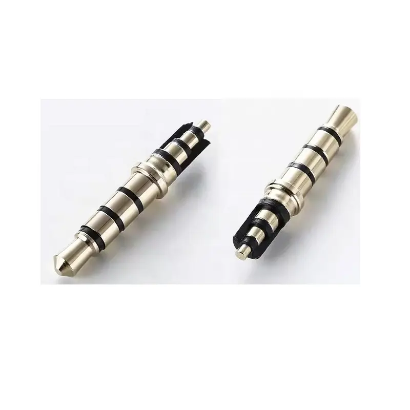 wholesale DC 3.5mm stereo 4 pole 5 poles headset Gold Plating male Audio Headphone Jack microphone Plug Connector