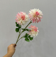 Dahlias artificiels de haute qualité, 3 têtes, longues tiges, pour la décoration de la maison et des mariages