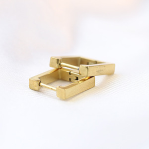 Geometric Square Hollow <b>Clip</b>-on Earrings 15mm Stainless Steel Fashionable Couple <b>Ear</b> <b>Clips</b> For Women - Product Image 2