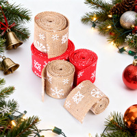 Ruban en toile de jute flocon de neige style européen et américain pour Noël, idéal pour la confection de nœuds faits main, la décoration de sapins de Noël et de boîtes cadeaux.