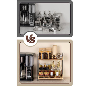 Boîte de rangement en bois à 2 niveaux pour la maison, le bureau ou la cuisine, pour ranger les épices et les accessoires pour dosettes de café - Product Image 2