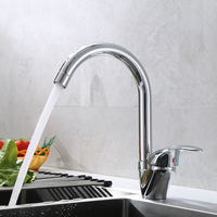 Robinet de cuisine monocommande en laiton chromé, pivotant à 360 degrés, pour eau chaude et froide, pour évier domestique