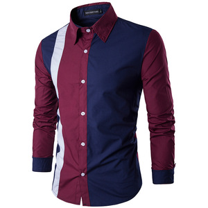 Camicie da <span class=keywords><strong>uomo</strong></span> <span class=keywords><strong>eleganti</strong></span> Patchwork di alta qualità alla moda da <span class=keywords><strong>uomo</strong></span> a manica lunga Casual Social Dress Shirt vestiti retrò per regalo di natale - Product Image 4