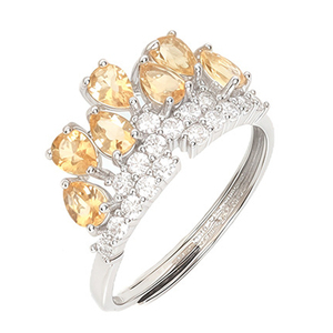 9 Dainty 3*4mm Pear Cut Natural Stone King Crown <b>Adjustable</b> <b>Rings</b> 925 Sterling Silver Colorful Gemstone Statement Women Jewelry - Product Image 1