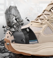 Chaussures de sécurité à embout d'acier anti-écrasement anti-perforation en maille respirante à lacets avec semelle en caoutchouc pour hommes, idéales pour la construction et l'usine