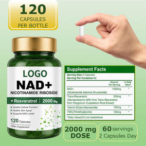NAD+ haute puissance 1500 mg avec Trans-Resvératrol 250 mg en capsules, réparation cellulaire, complément de longévité, 120 capsules - Product Image 6