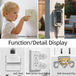 Chúng tôi kho 15A gfci trang trí trwr Outlet tự kiểm tra tr & WR gfci Outlet, UL được liệt kê tr/WR gfci receptacle, trwr tường ổ cắm - Product Image 5