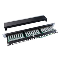 Panel Patch Shielded Cat.5e 24 Port 1U 19 Inch Rack Mount FTP RJ45 untuk Distribusi Jaringan di Pusat Data