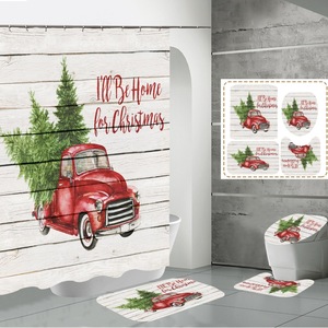 Cortina de Ducha de Poliéster con Diseño Navideño de Camión Rojo y Escena de Granja, Impresión Digital Personalizada, Impermeable, Venta al Por Mayor - Product Image 3