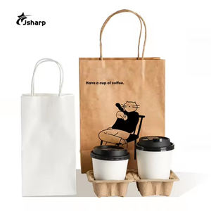 1/2/4 fincan tek kullanımlık hamuru içecek tutucuları tepsi gitmek için istiflenebilir dayanıklı bardak taşıyıcılar kahve kağıt bardak tutucular götürmek - Product Image 2