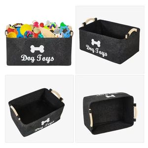 <span class=keywords><strong>Panier</strong></span> de rangement pour jouets pour chiens et chats en feutre rectangulaire pliable écologique de grande capacité avec poignée en <span class=keywords><strong>bois</strong></span> - Product Image 3