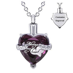 Colgante de acero inoxidable con forma de corazón para cumpleaños, botella de perfume funerario con urna de piedra de 12 meses, para cenizas, conmemorativo - Product Image 2