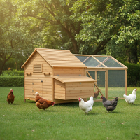 Poulailler en bois de sapin résistant aux rongeurs, grande cage extérieure pour poules avec nichoir verrouillable et parois en maille sécurisées