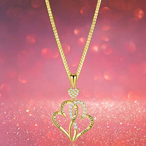 Collar con colgante de doble corazón para mujer, joyería sencilla y moderna, regalo para uso diario - Product Image 3