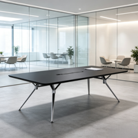Table de réunion moderne avec bord biseauté, panneau écologique E0, pieds en acier soudés au laser et bordure en PVC assortie