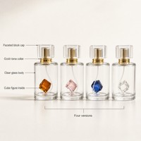 Flacon de parfum créatif en verre avec inserts de glace colorés, bouchon à vis et impression sérigraphiée ; Cadeau parfumé élégant et sophistiqué