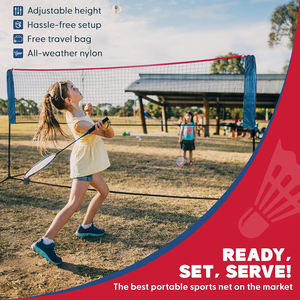 バドミントン、バレーボール、テニス、ピクルスボールなどのさまざまなボールゲームに適した高さ調整可能なスポーツプラクティスネット - Product Image 2