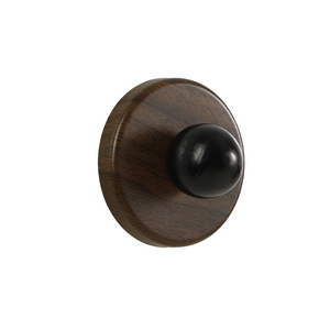 Suction Cup Hook Round Walnut Wood Color Wall Mounted Punch Free For Drawer Sliding Door Bathroom Storage - Product Image 5